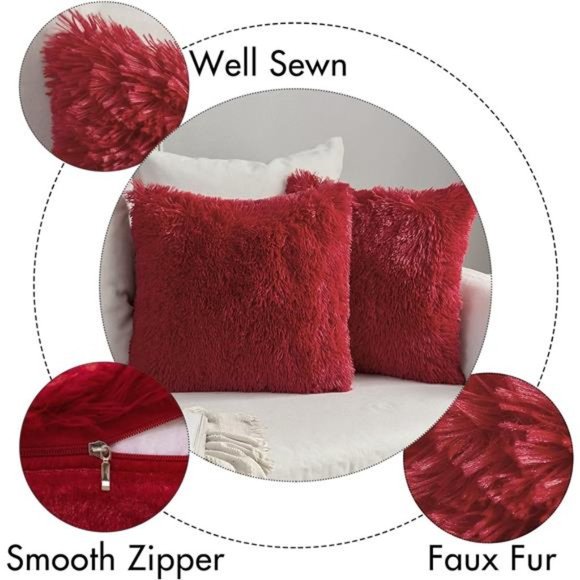 2Pcs Throw Pillow Cover Deluxe | Winter Decorative Plush Pillow Case 18x18 Inch - Picture 5 of 5